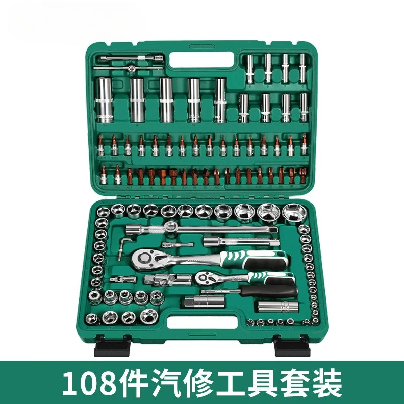 

Suitable for factory direct sales auto repair tools 108-piece set 108PCS tool combination green box 72 teeth
