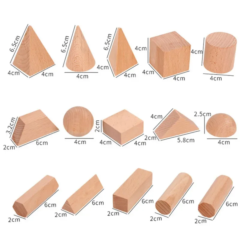 Mini giocattoli in legno fai-da-te Forma geometrica solida Building Block Giocattolo educativo per l'apprendimento precoce Strumenti di studio domestico Montessori Think spaziale