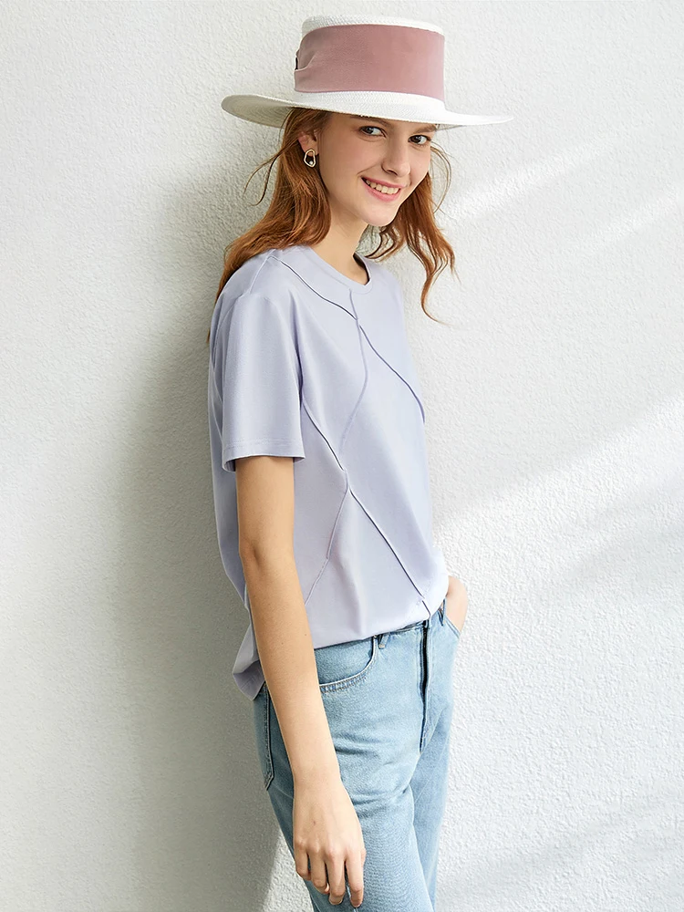 Amii Minimalism 2024 Summer New Women T-shirts Casual Basics Short-sleeve Modal Cotton Loose Stretch Female Clothes 12412019