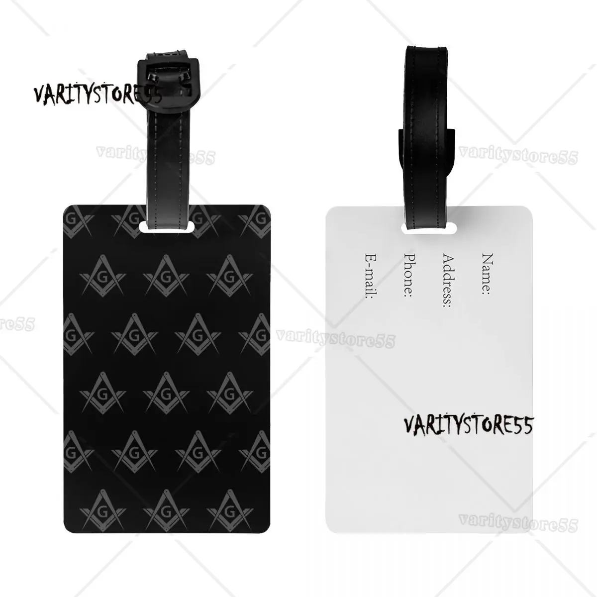 Custom Freemason Logo Luggage Tag With Name Card Masonic Mason Freemasonry Privacy Cover ID Label for Travel Bag Suitcase