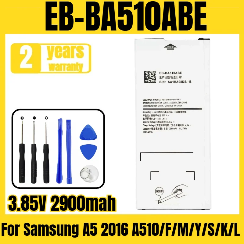 EB-BA510ABE Samsung mobile phone battery, suitable for Samsung A5 2016 A510/F/M/Y/S/K/L batterynew free tool 3.85V 2900mah