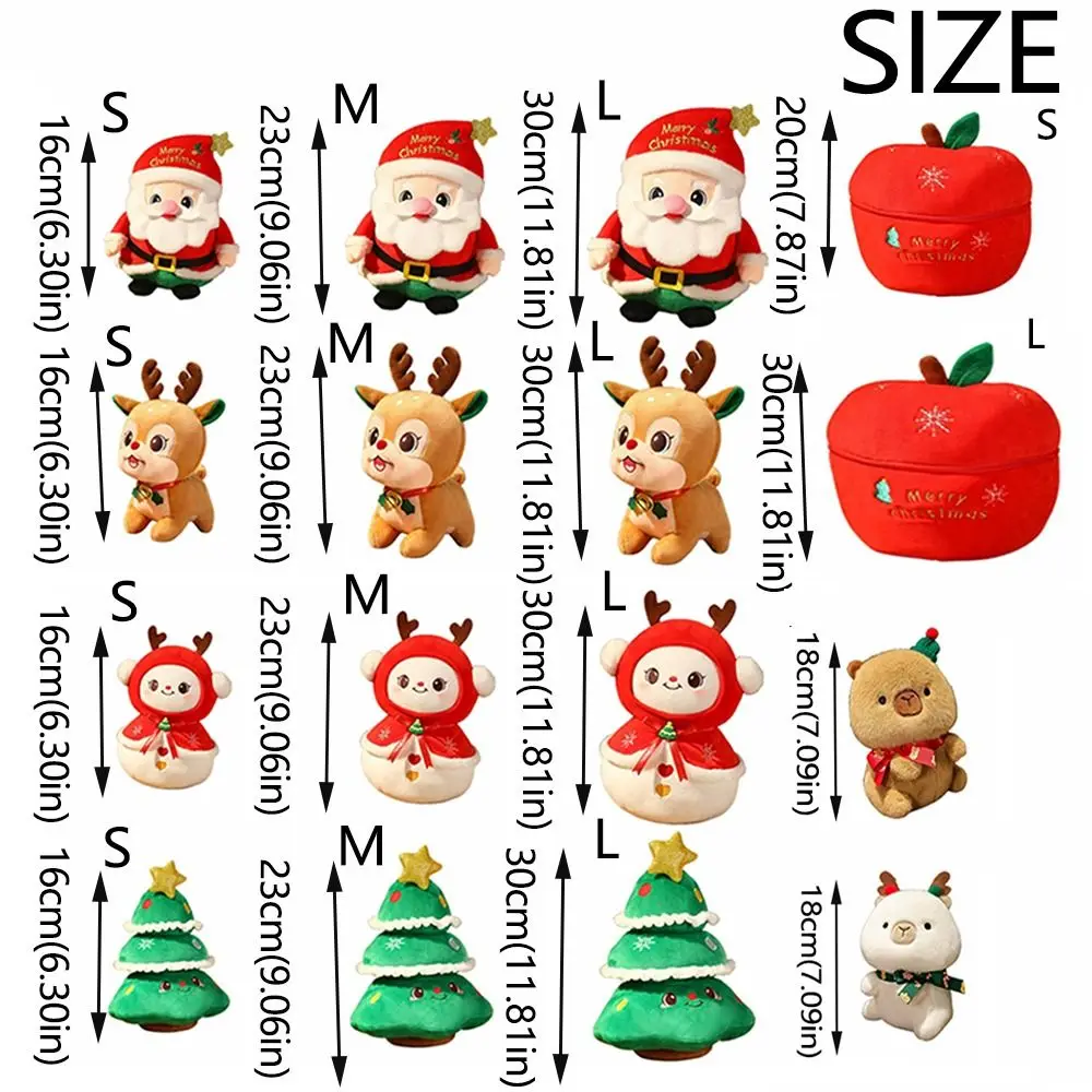 Christmas Decoration Christmas Stuffed Plush Toys Plush Lovely Cute Capybara Doll Peace Fruit Snowman 3D Stuffed Animals Elk Toy