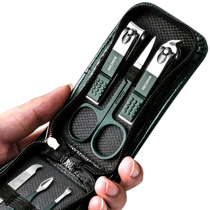 New 6pcs Manicure & Pedicure Set Nail Scissors Clippers Ear Digging Spoon For Men & Women, Travel Portable Set