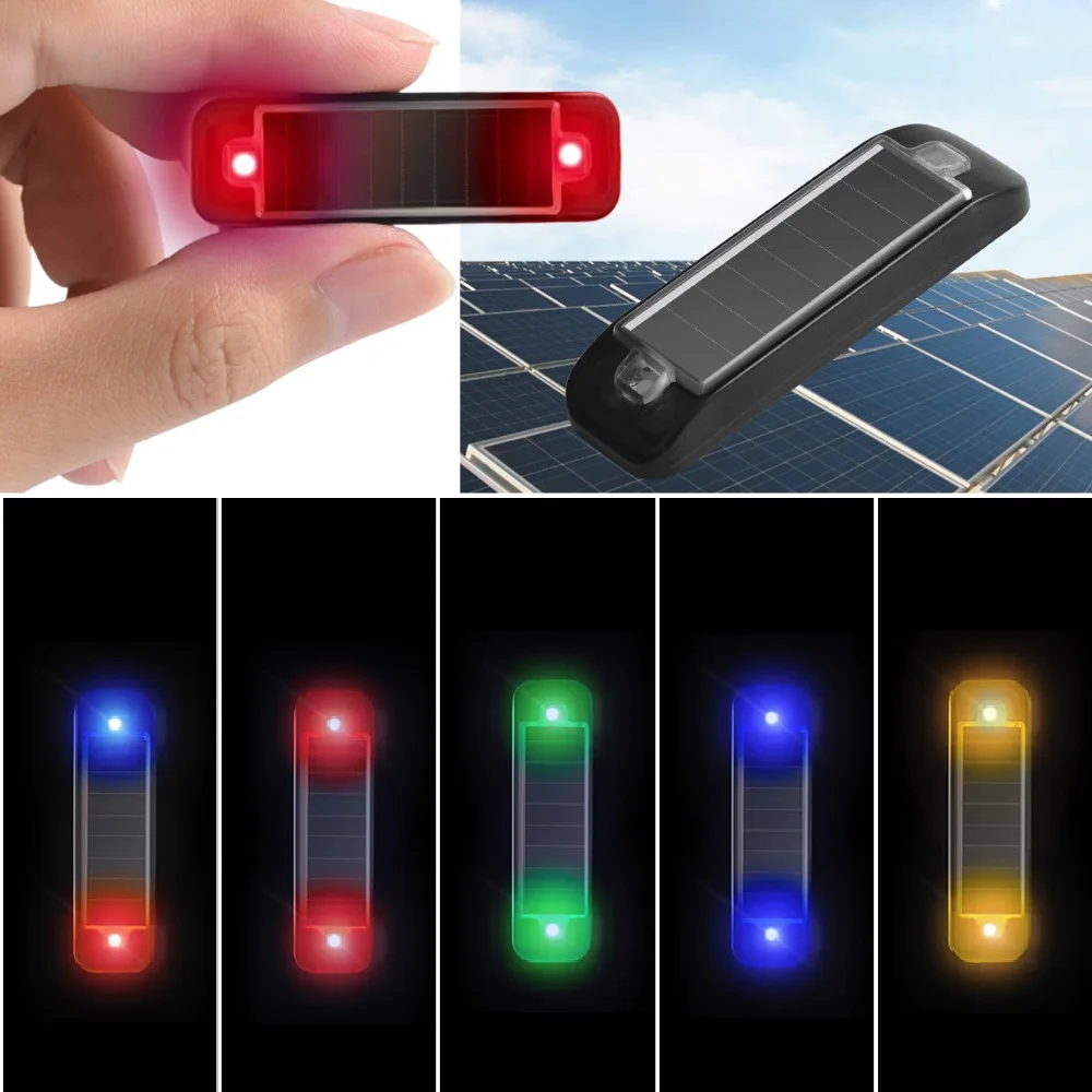 

Миниатюрный автомобильный светодиодный фонарь на солнечной батарее, имитирующий охранную сигнализацию, беспроводной, противоугонный, сигнальный, стробоскопический, для установки на решетку радиатора