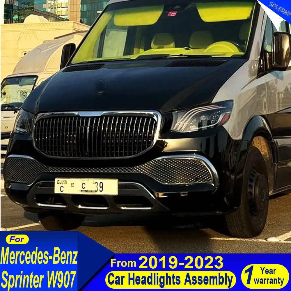 

Полностью светодиодные фары для Benz Sprinter w907, светодиодные фары 2019 2020 2021 2022 2023, модифицированные передние сигнальные огни DRL, автомобильные аксессуары
