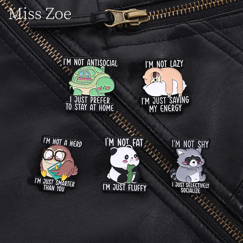 I'M Not Shy I Just Selectively Socialize Enamel Pin Interesting Animal Voice Metal Brooches Lapel Backpack Badge Gift For Friend