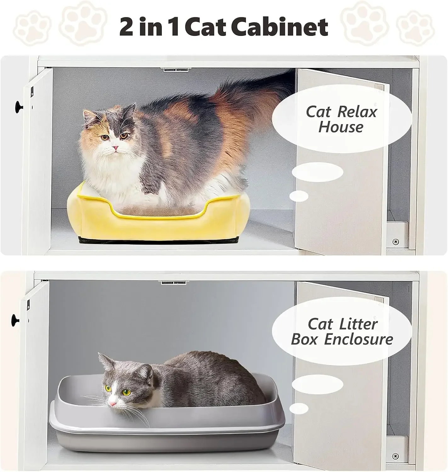 [أفضل بائع، اشترِ الآن! ] أثاث صندوق نفايات 2 في 1 مع مقبس شحن ورفين، وخزانة قطط داخلية مخفية للحمام، وخشب 53 بوصة