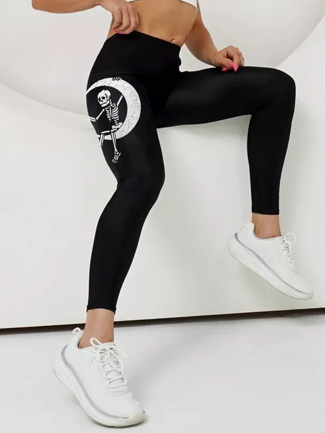 

Самые продаваемые леггинсы с черепом и тыквой на Хэллоуин, базовые леггинсы с офсетной печатью и высокой эластичностью для повседневного спорта и йоги