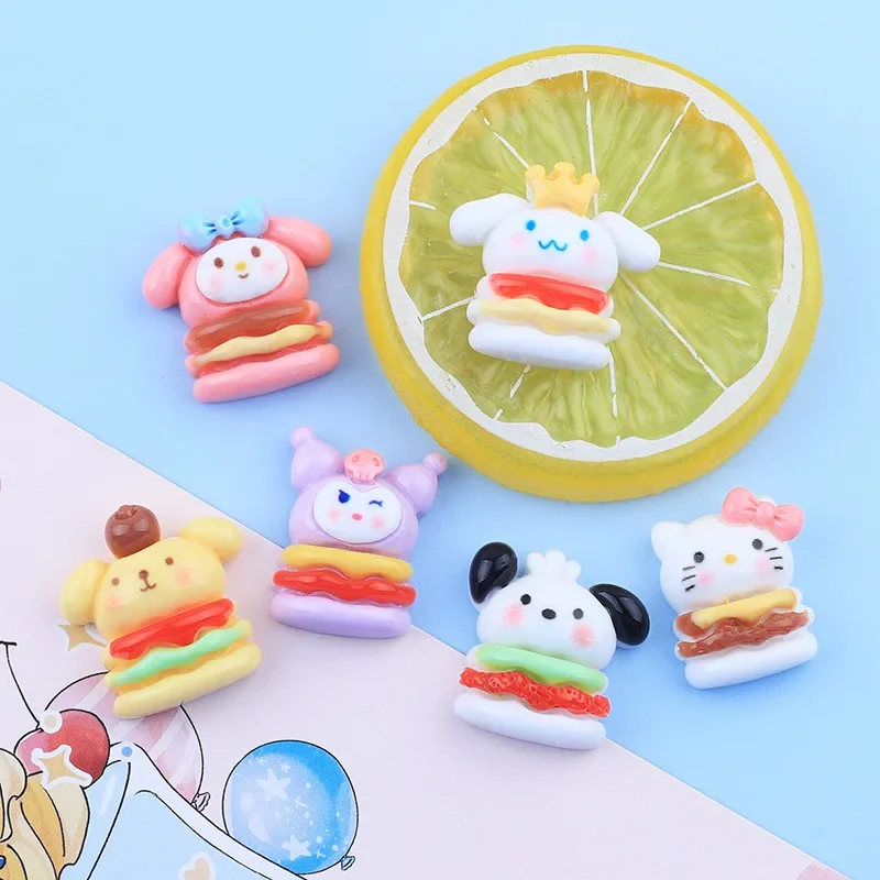 

5 шт., милые еда Sanrio, мультяшная смола, плоская задняя часть, сделай сам, каваи, аксессуары из смолы, материалы для рукоделия, украшение для скрапбукинга