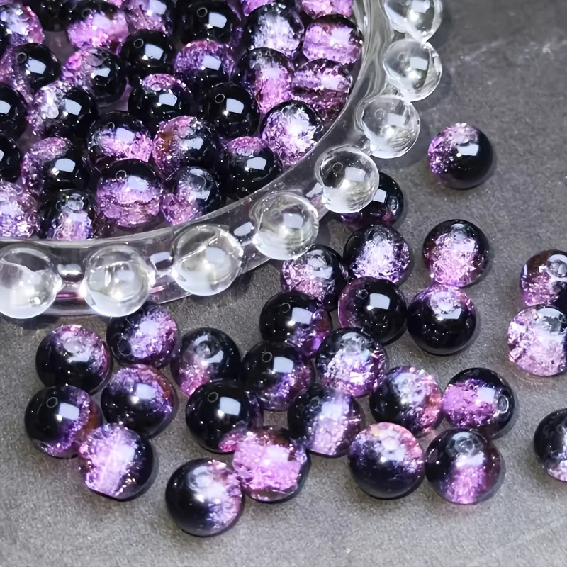 8m50pcs/10m25pcs Round Smooth Loose Beads Black Purple Vibrant Quartz Beads Suitable for Hand DIY