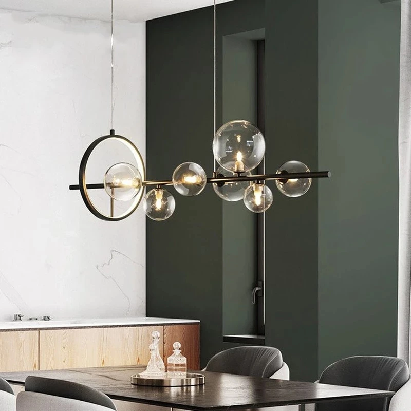 Postmodern Style Aluminum Chandeliers Glass Strip Bubble Lamp Nordic Creative Personality Restaurant Ceiling Decoration Lights