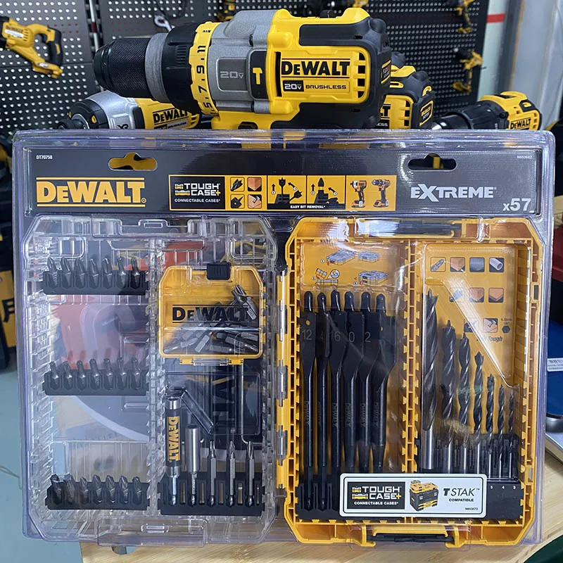 DEWALT DT70758 wiertło kręte zestaw części 57 sztuk metalowe wiertło do drewna wielofunkcyjny elektryczne końcówki śrubokrętów akcesoria do