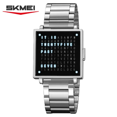 Reloj electrónico SKMEI de moda, reloj de pulsera Digital con luz Led de lujo para hombre, indicador de fecha, reloj de acero inoxidable resistente al agua 2388