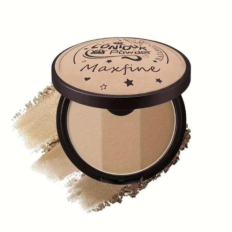 Paleta de recorte gris de 3 colores, paleta de contorno iluminadora de rubor mate, paleta de Maquillaje facial multiuso para resaltar rubor de contorno