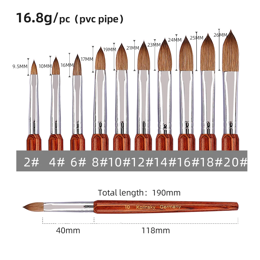 Sweet-Z 100% Kolinsky acryl nagelborstel ontwerp palissander handvat professionele manicure goede kwaliteit polish poeder maat 4 # -20 #