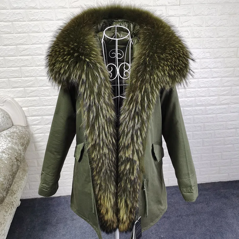 2024 Maomaokong White Duck Down Jacket Parkas Winter Women Warm Coat Natural Real Fox Raccoon Fur Collar Thick Luxury Outerwear