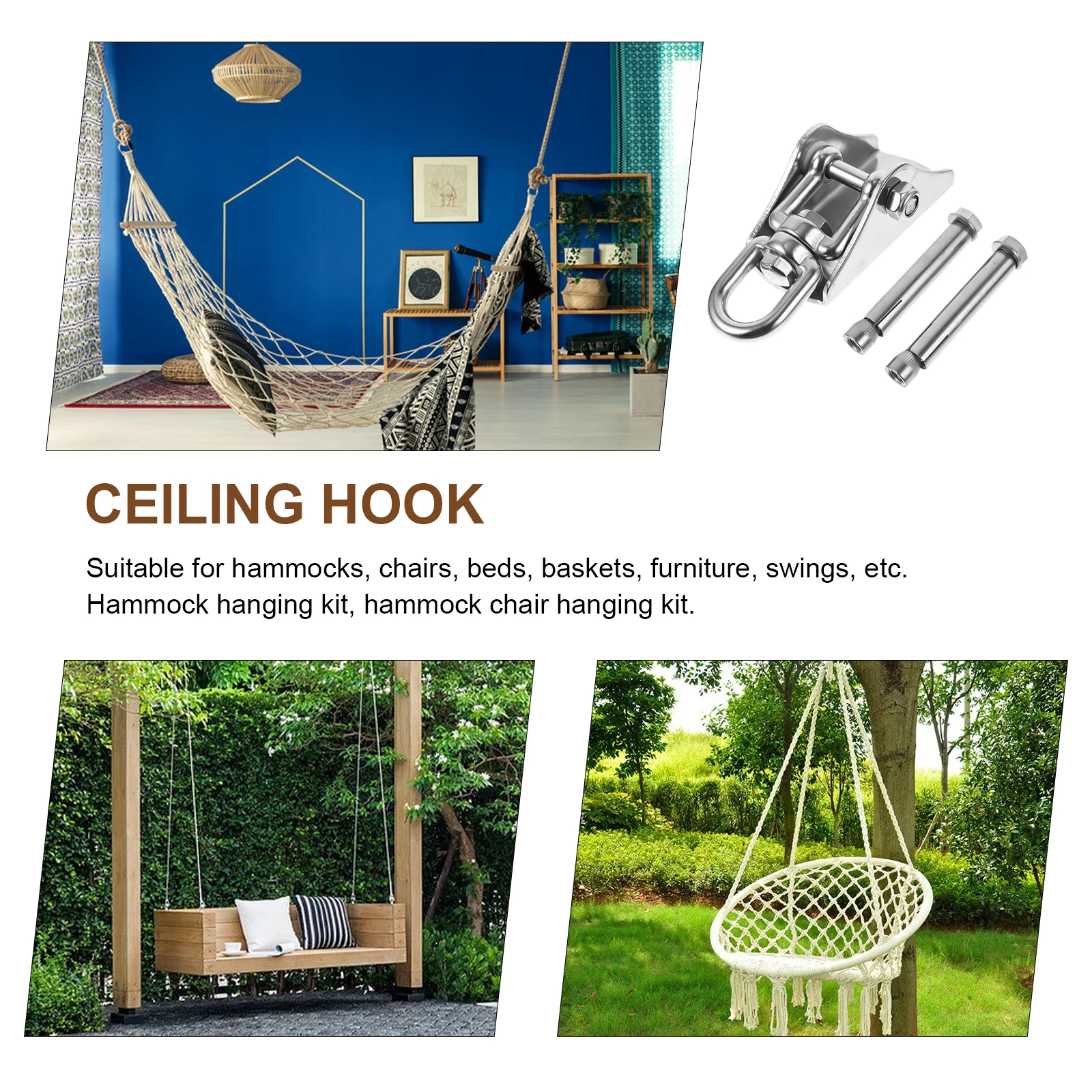 

Heavy Duty Ceiling For Hammock Swing Hanger Metal Wall Floor Deck Anchor Easy Install Sturdy Swag Hook Hanging Light Plant Hook