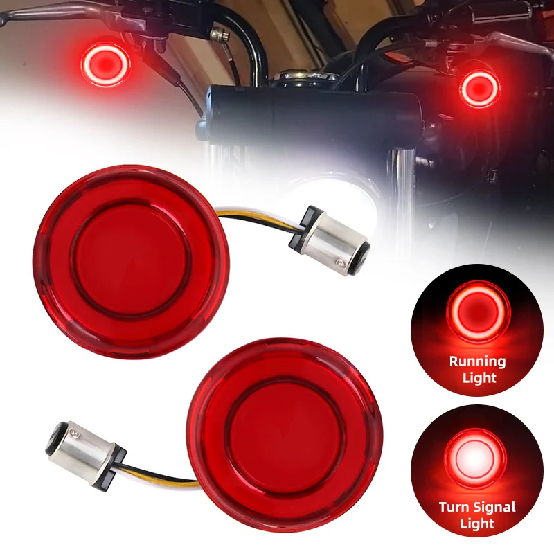 Motorcycle Red 1157 Front Rear LED Turn Signal Bullet Conversion Light For Harley Sportster XL883 1200 X48 72 Dyna 2002-2021