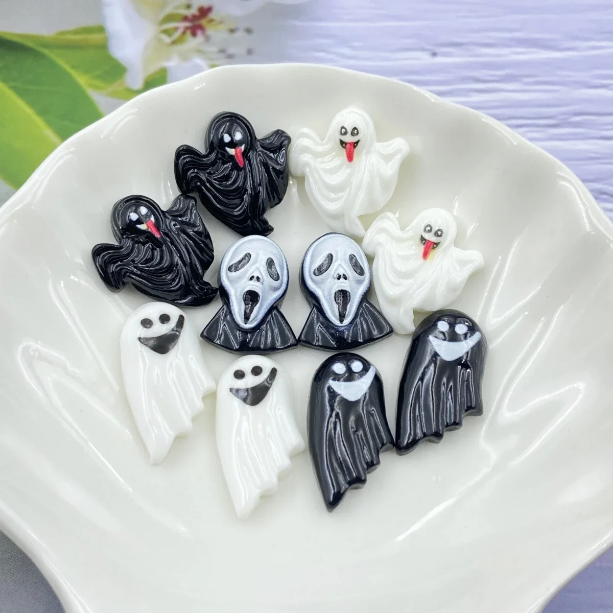 20PSC Halloween Pumpkin Head Bat Ghost Flat Back DIY Resin Figurines Scrapbook Home Decor Crafts