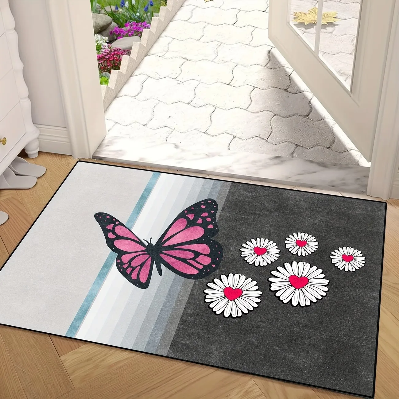 VIKAMA Colorful Floral Welcome Doormat Non-Slip Outdoor Indoor Rug Water Resistant Entryway Mat for Farmhouse Home Decor