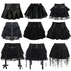 Gothic Mini Skirts Black High Waist Women Skirt 2026 New Y2k Style Harajuku Punk Goth Dark Grunge Streetwear Female Clothes