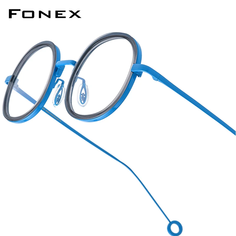 FONEX Acetate Titanium Glasses Frame Women New Brand Design Vintage Retro Square Eyeglasses Men Ultralight Japanese Eyewear B08P
