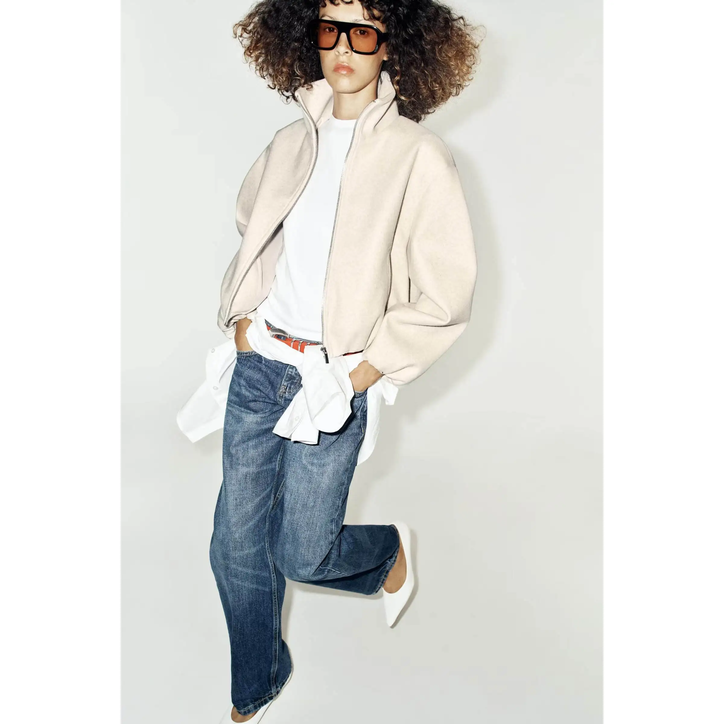 Fashionable Soft Pilot Jacket Women's Short Outerwear Polyester Fiber Long Sleeve Zipper Closure Autumn Seasonal New Arrival