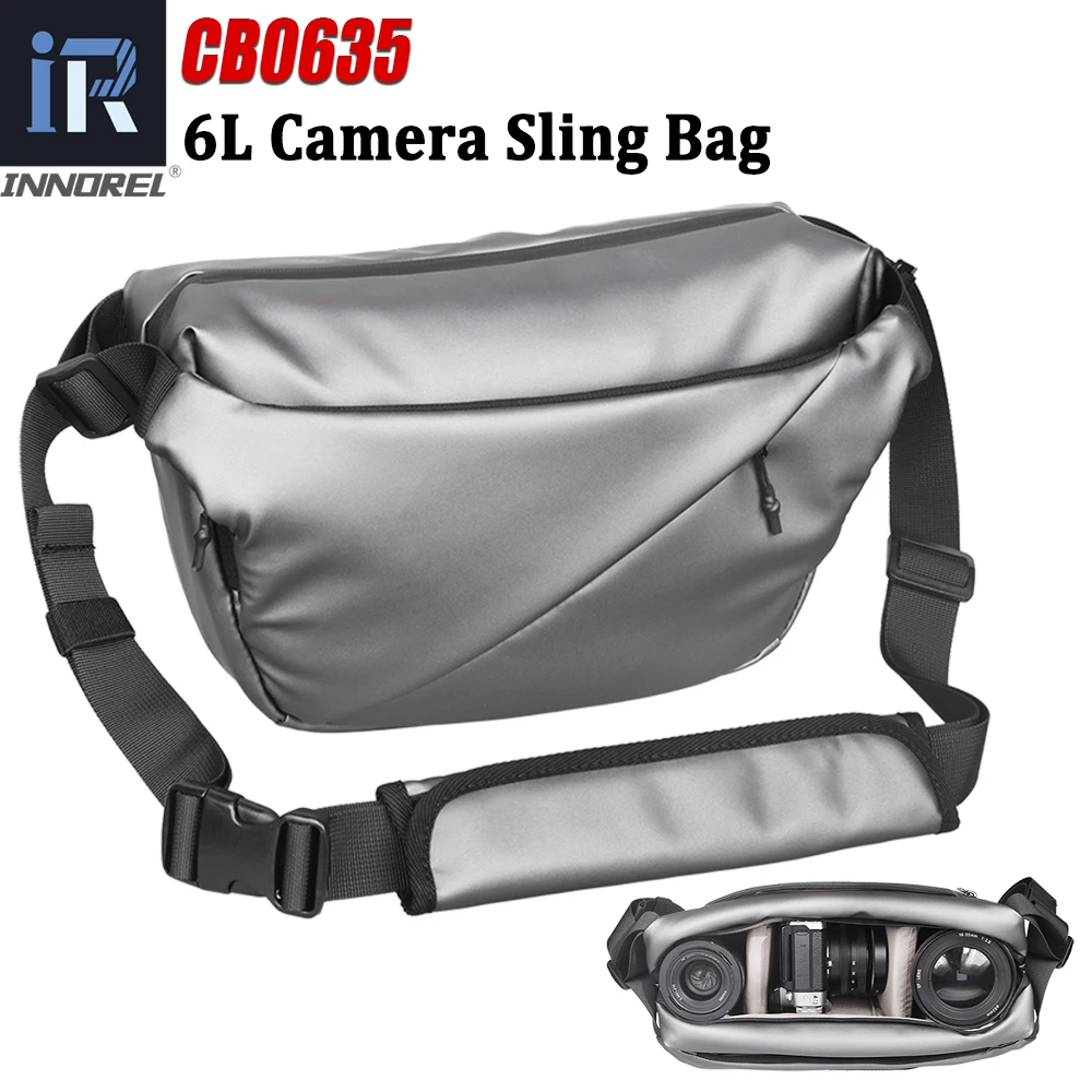 INNOREL 6L Camera Sling Bag,Lightweight Camera Bag Waterproof Camera Case Silver for Travel, Cycling, Work, Sport, Hiking, Gym
