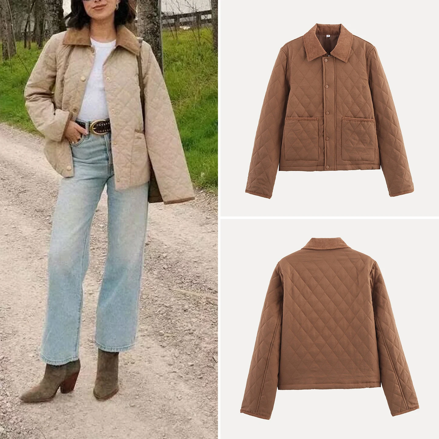 

Comfortable Cotton Jaet Women's Sle Personalized Casual Daily Wear Artistic Commute Thiened Long Sve Polyester Filling