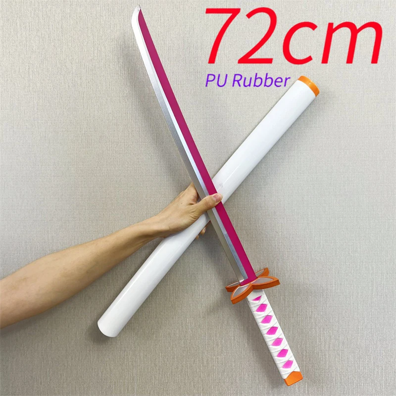 Espadas Kochou Kanae de 72 cm ensambladas Ver. Demon Slayer-personaje Katana, armas de juego de rol, juguetes, espada de seguridad, juguetes de regalo de goma PU