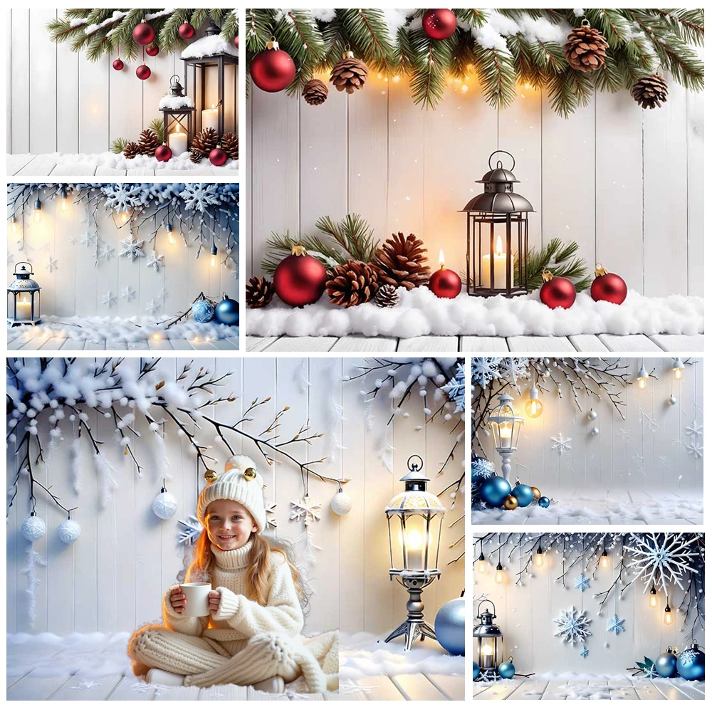 

MOON.QG New Year'S Decor Christmas Background Photography White Snowflake Wooden Candle Custom Backdrop Wallpaper Party Portrait
