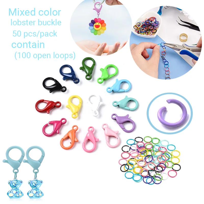 50/100pcs Open Jumping Ring Set Lobster Buckle Necklace Pendant Bag Pendant Connector Jewelry Making Materials