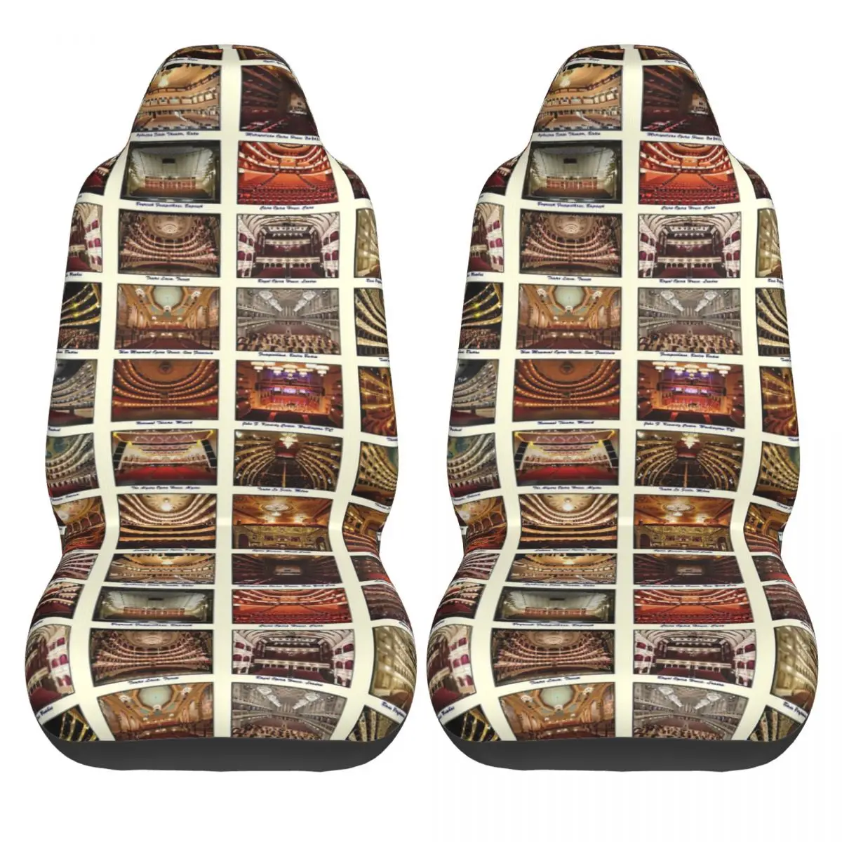 Opera Houses Car Seat Cover Custom Printing Universal Front Protector Accessories Cushion Set