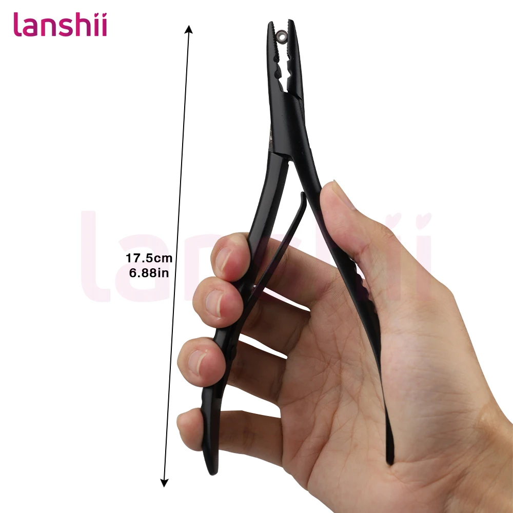 Lanshii Micro Ring & Weft Hair Extension Kit – 4 Colors 5mm Beads (200pcs Each), Matching Thread & Essential Tools