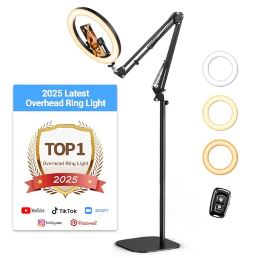 

Portable 10inch Circle LED Ring Light with Remote Control and Adjustable Stand for Makeup Video Calls Streaming and Photography