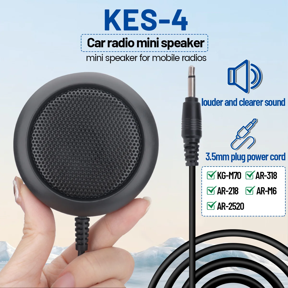 ABBREE KES-4 Car Radio Mini External Speaker Clear Sound For All 3.5mm Audio Plug With KG-M70 AR-M6 AR-318 CB Mobile Radio