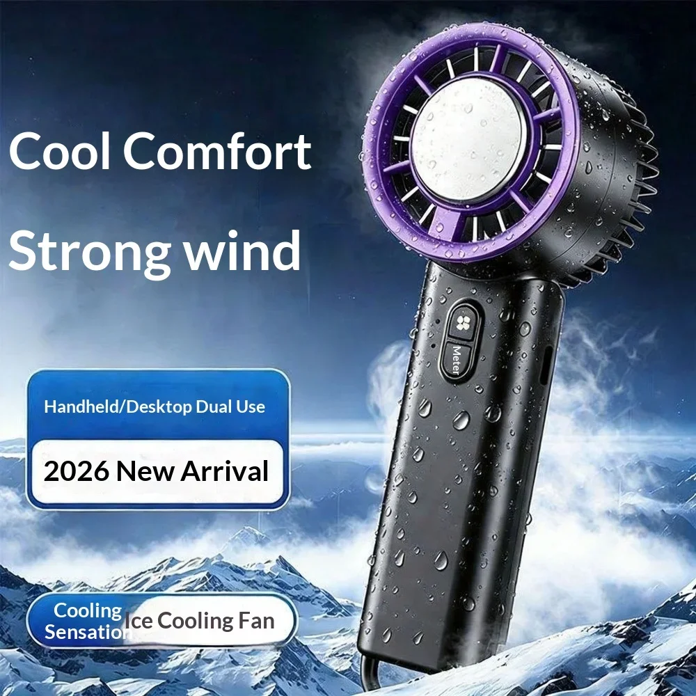 Multi Function Handheld Cooling Fan Semiconductor Ice Cold Foldable Base USB Rechargeable Desktop Outdoor Travel Student Mini Co