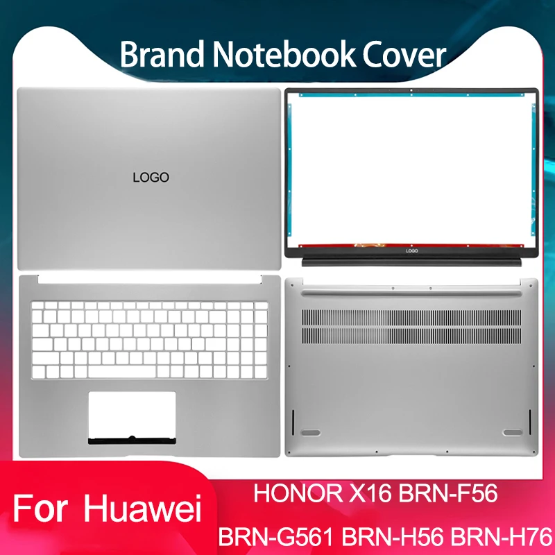 

Новинка для HONOR MagicBook X16 BRN-F56 BRN-G561 BRN-H56 BRN-H76, задняя крышка ЖК-дисплея для ноутбука, передняя панель, упор для рук, нижний корпус, серебристый 15,6