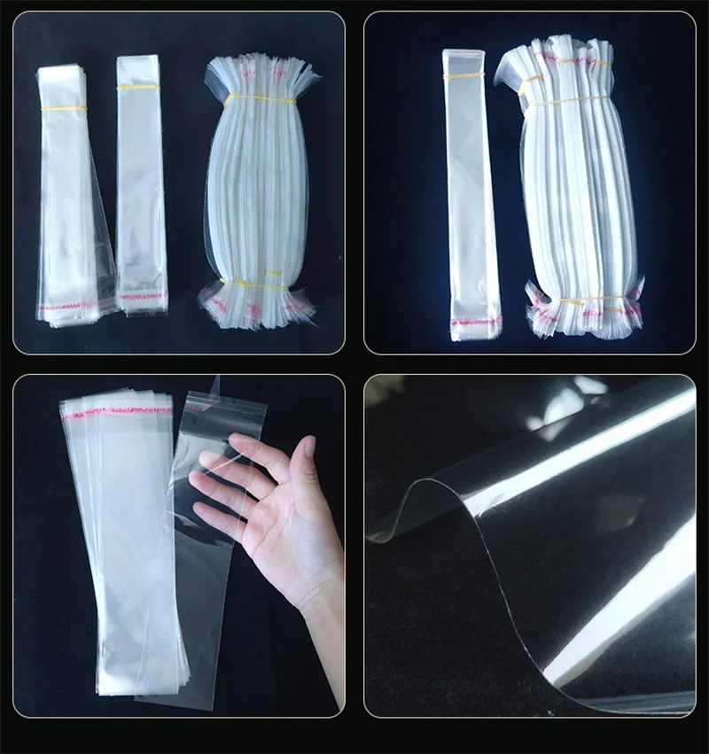 1000pcs Transparent Self Adhesive Bags Accessories Pen Gift Packaging Cellophane Bag Necklace Storage Small Long Bag Wholesale