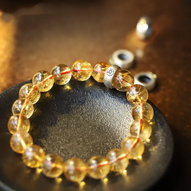 

Yellow Bracelet Men and Women, Buddhist , 10mm Round Beads, Jewelry