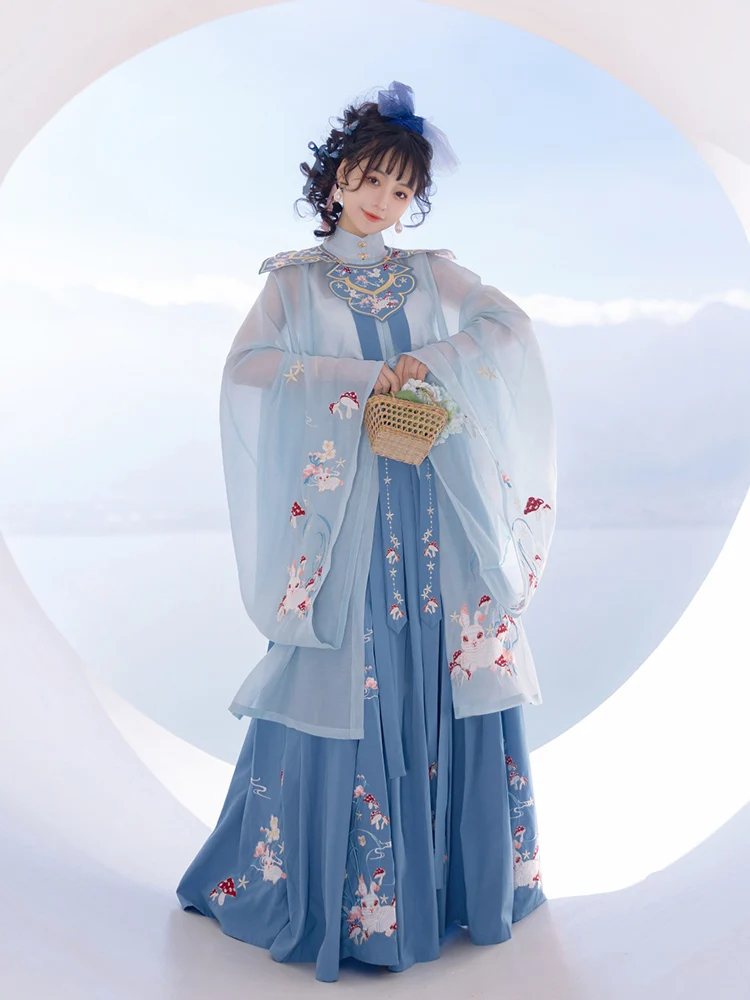 

JINXI HANFU Women Hanfu Clothing Embroidery Jacket Chinese Ming Dynasty Cloud Shoulder Spring And Summer Ancient Costume Suit