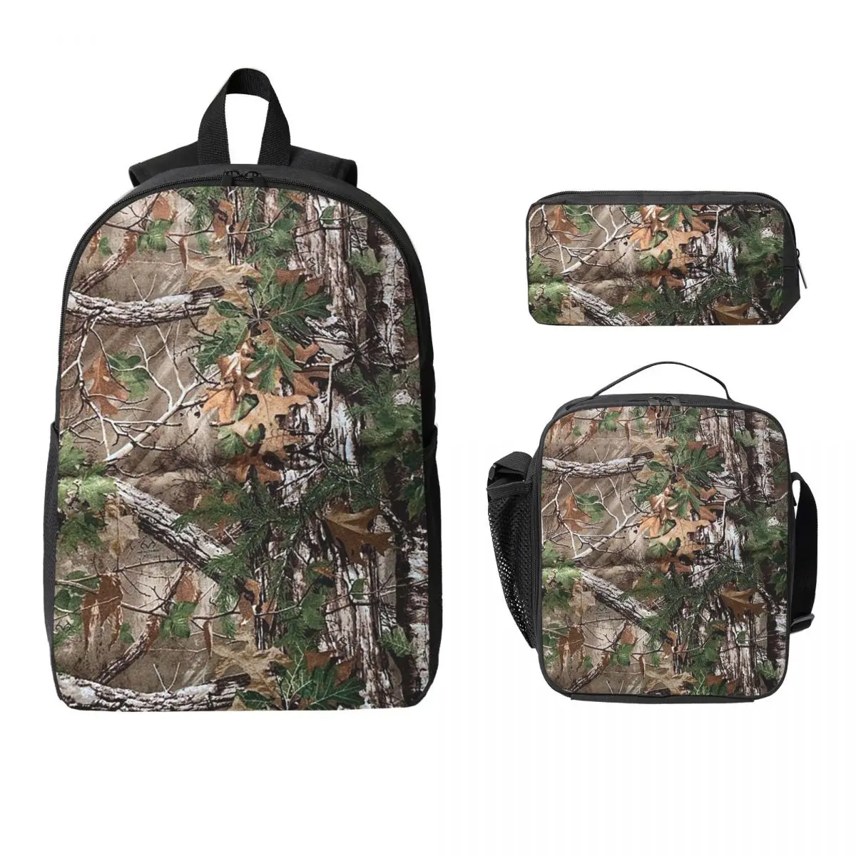 

Real Tree Camouflage Backpack Student Boys Girls BookBag School Bag Laptop Shoulder Bags 3ps Insulated Lunch Bag Pencil Case
