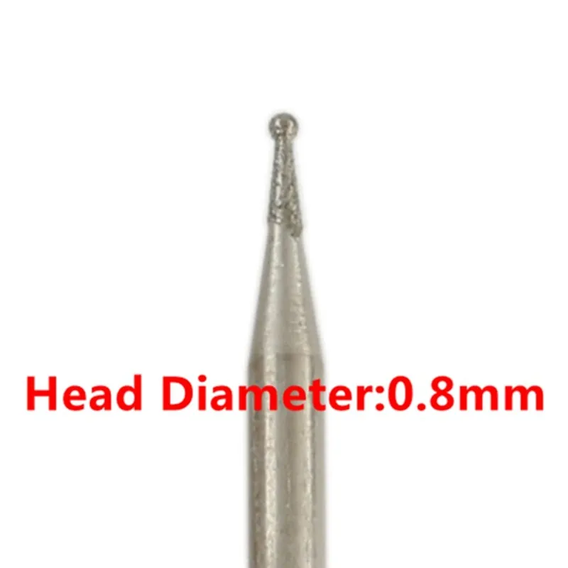 20Pcs Diamond Grinding Bits Spherical 0.8mm Round Ball Head Jade Carving Burrs Coated Lapidary Tools for Stone