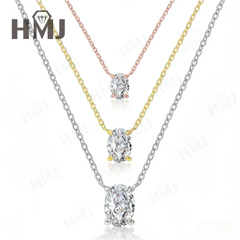

1-3ct D Color Oval Cut Real Moissanite Pendant Necklace 100% 925 Sterling Silver Sparkling Engagement Wedding Party Fine Jewelry