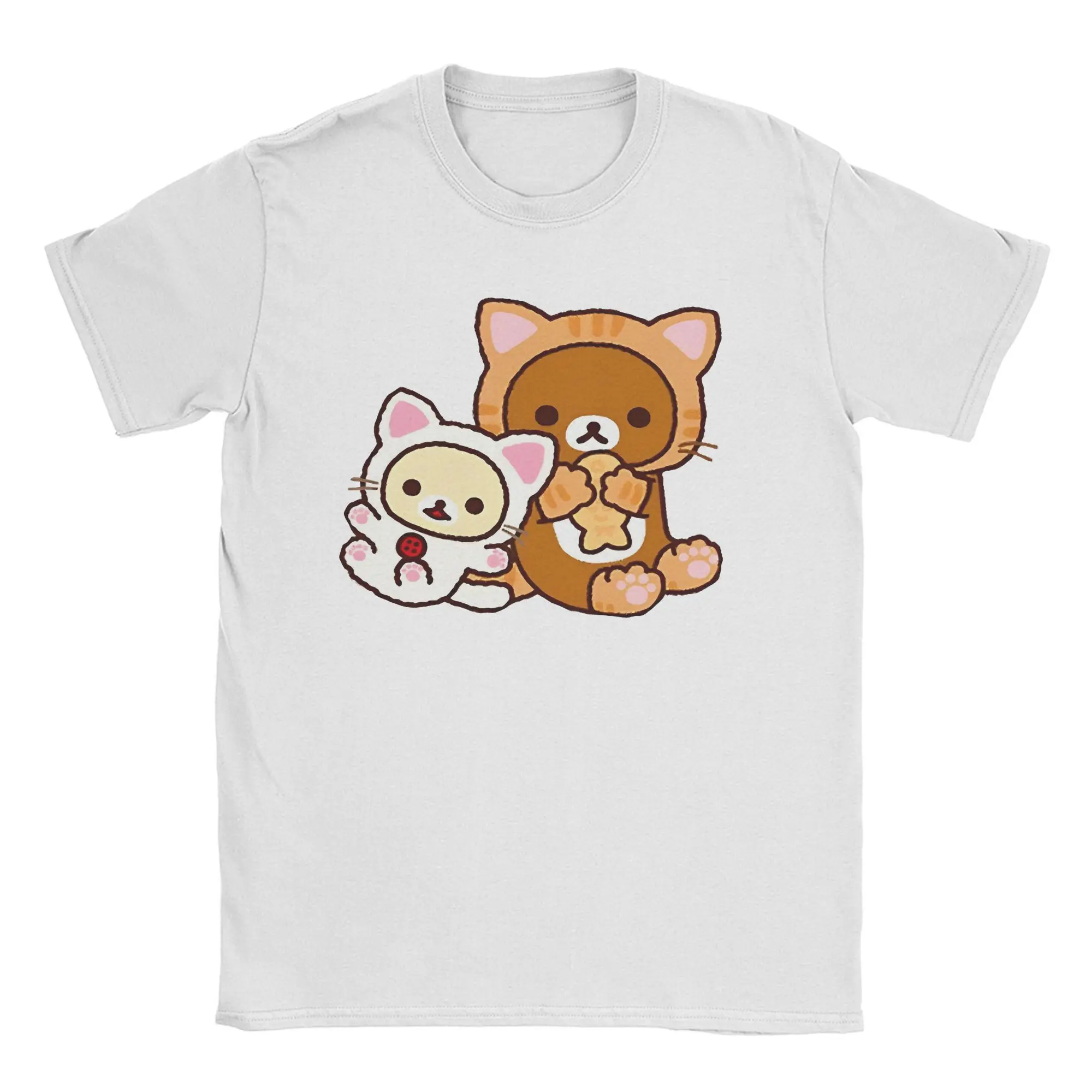 Printed Rilakkuma And Korilakkuma T Shirt for Men Women  Pure Cotton T-shirts Short Sleeve Clothes