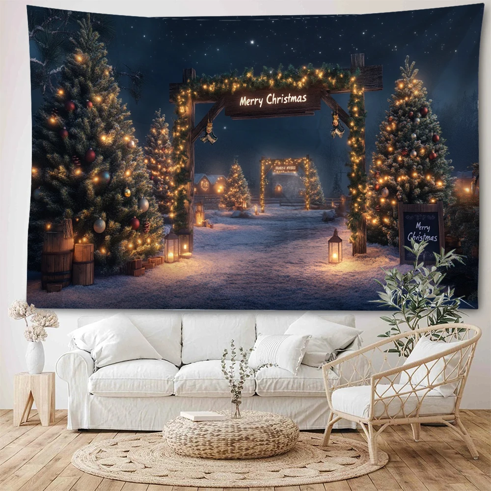 Christmas tree, Christmas melon ball, Christmas lights, Christmas atmosphere, background decoration, tapestry, home party decora