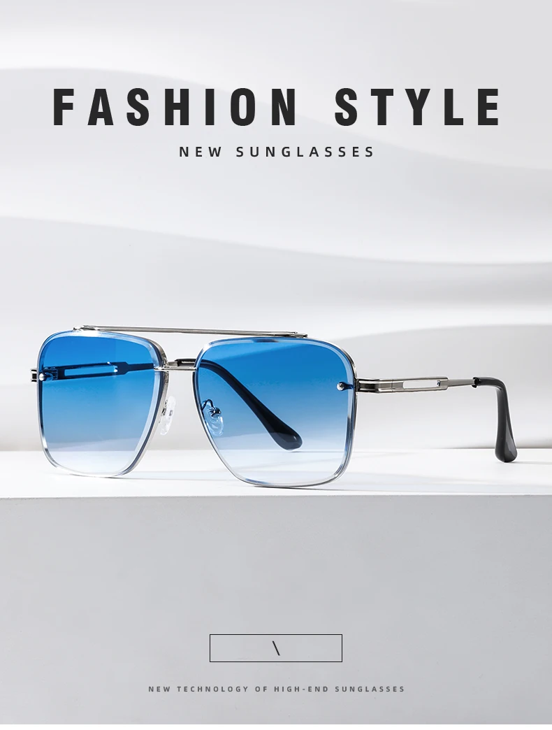 Neue Fashion Square Sonnenbrille Männer Luxus Marke Designer Metall Sonnenbrille Vintage Pilot Shades Brillen Oculos De Sol – Detail 4
