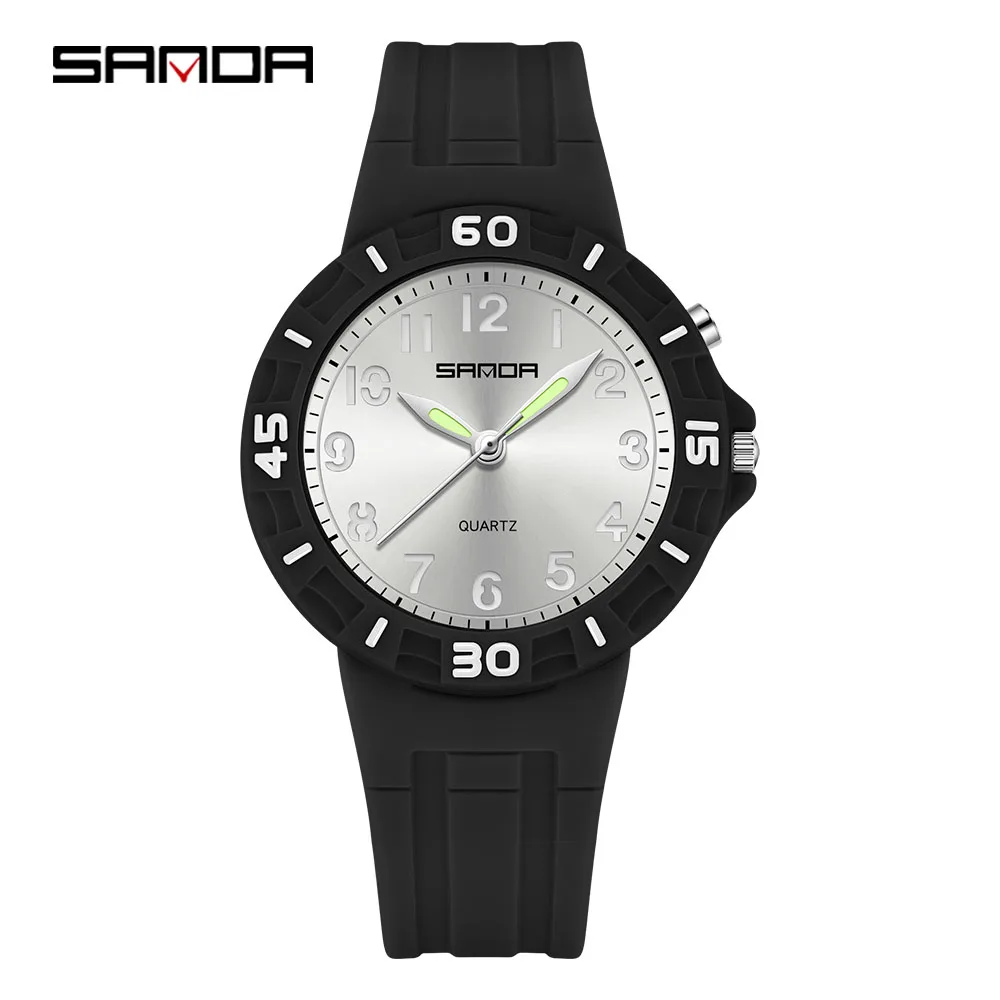 SANDA SD6388 fashionable student quartz watch 50 meter waterproof night light durable men's and women's sports watch