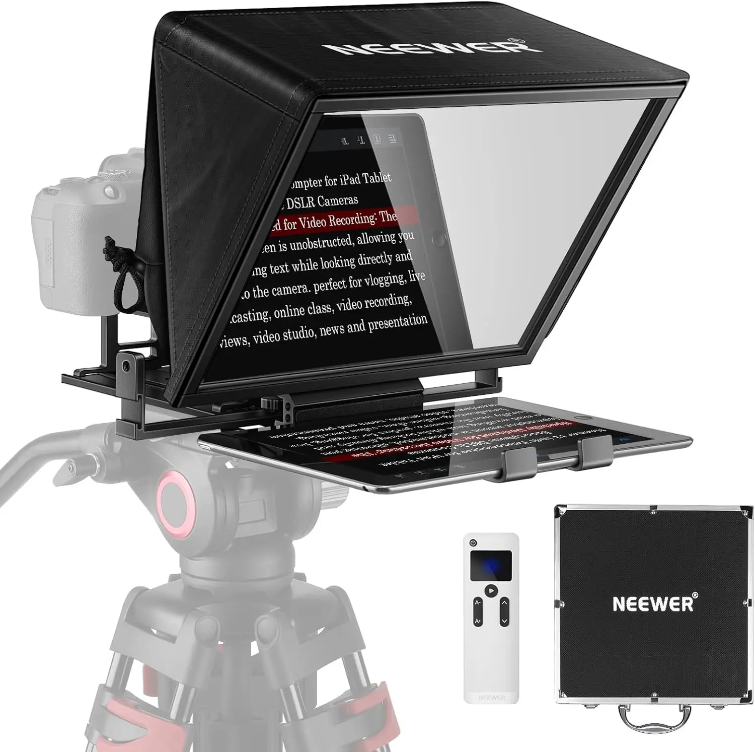 NEEWER Teleprompter X14 with RT-110 Remote & APP Control (Bluetooth Connection via NEEWER Teleprompter App), Portable No