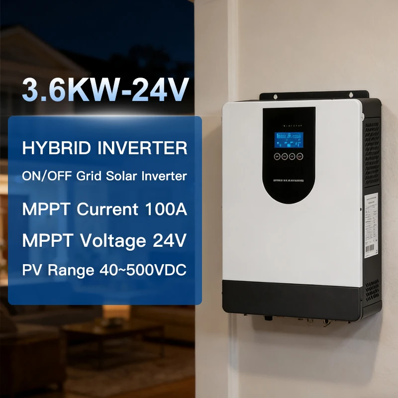 

Hybrid type 3.6KW-24VOn-grid and off-grid solar inverter system WIFI Pure Sine Wave Lead Acid/Colloid/Lithium Battery Mute